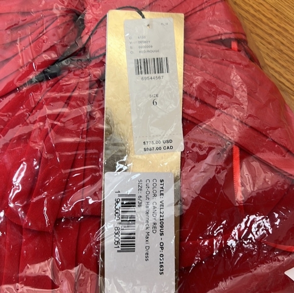 PatBO CUT-OUT HALTERNECK MAXI DRESS - CANDY RED. Size 6 - Picture 15 of 16